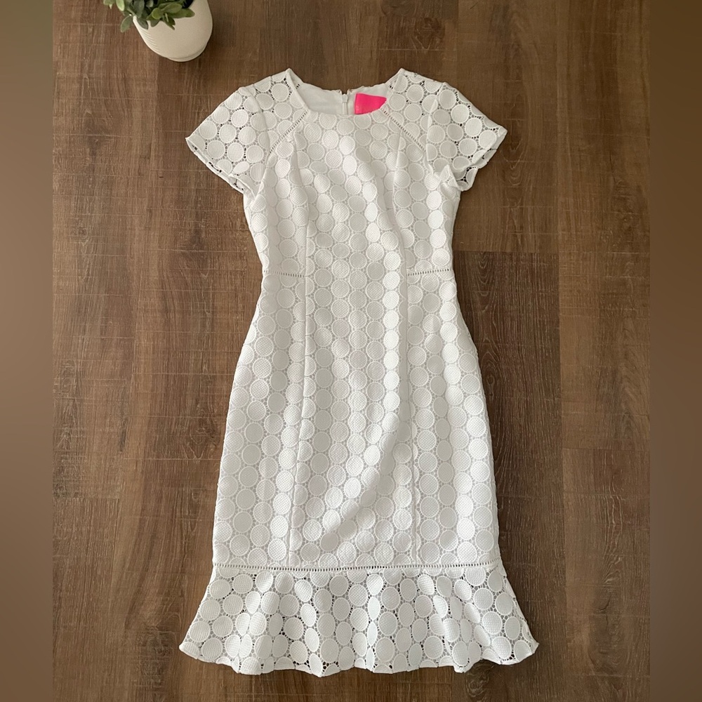 Lilly Pulitzer Aliza Midi Dress Resort White Polka Dot Lace